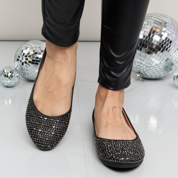 Forever Link Rhinestone Pointed Toe Flats - Picture 3 of 6